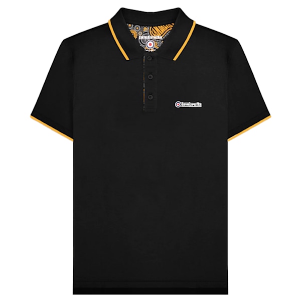 Lambretta Herr Paisley Fodrad Pikétröja 5XL Svart/Guld Black/Gold 5XL