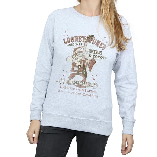 Looney Tunes Dam/Dam Wile E Coyote Gitarr Tröja S He Heather Grey S