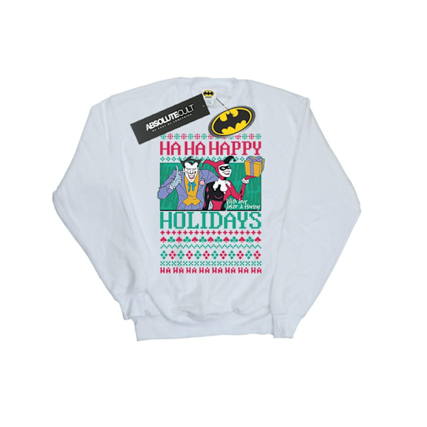 DC Comics Herr Joker Och Harley Quinn Ha Ha Happy Holidays Sweatshirt White L