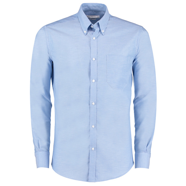 Kustom Kit Herr Slim Fit Stretch Långärmad Oxford Skjorta 16in Light Blue 16in