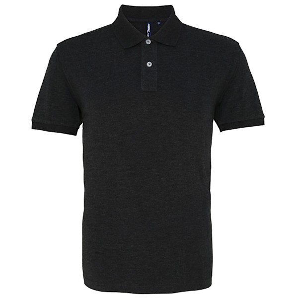 Asquith & Fox Herr Enfärgad Kortärmad Pikétröja 3XL Svart Heat Black Heather 3XL