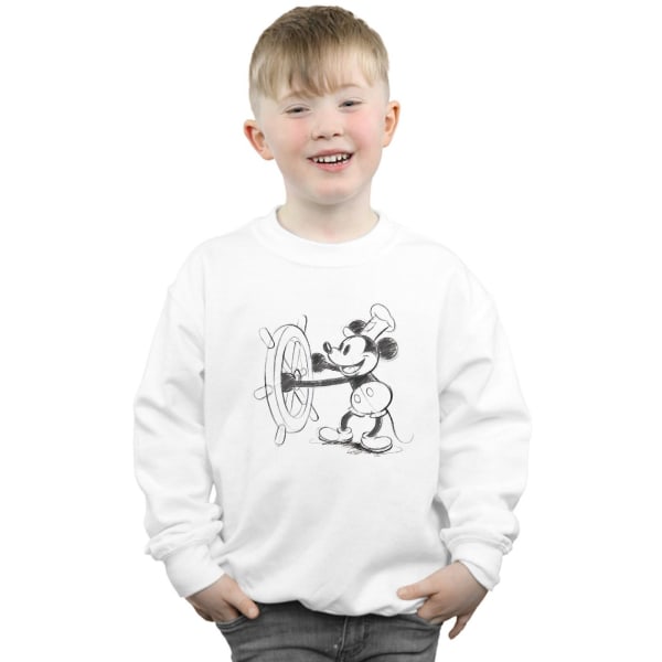 Disney Boys Mickey Mouse Steamboat Sketch Sweatshirt 5-6 år White 5-6 Years