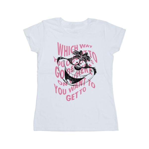 Disney Dam/Kvinnor Alice I Spegellandet Cheshire Cat Bomull T-Shirt XXL Vit White XXL