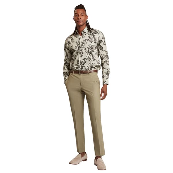 Ted Baker Herrskjorta med lång ärm och bladtryck S Ljusgrön Light Green S