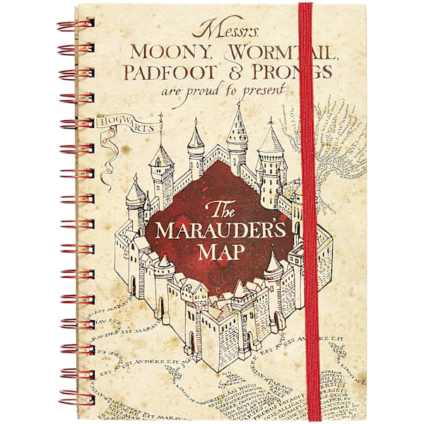 Harry Potter Marauders Map A5 Spiralblock Anteckningsbok En Storlek Beige Beige/Red One Size