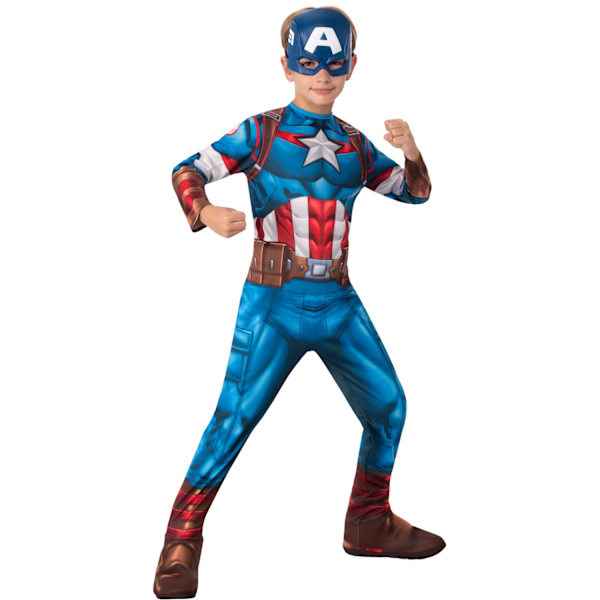 Captain America Pojkkostym 7-8 år Blå/Röd/Vit Blue/Red/White 7-8 Years