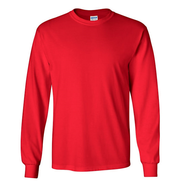 Gildan Mens Plain Crew Neck Ultra Cotton Long Sleeve T-Shirt XL Red XL