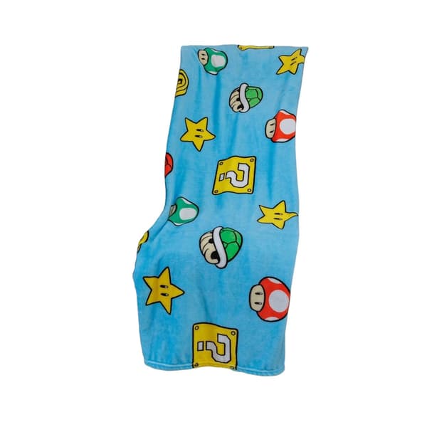 Super Mario Continue Rotary Fleecefilt 150cm x 100cm Blå/M Blue/Multicoloured 150cm x 100cm