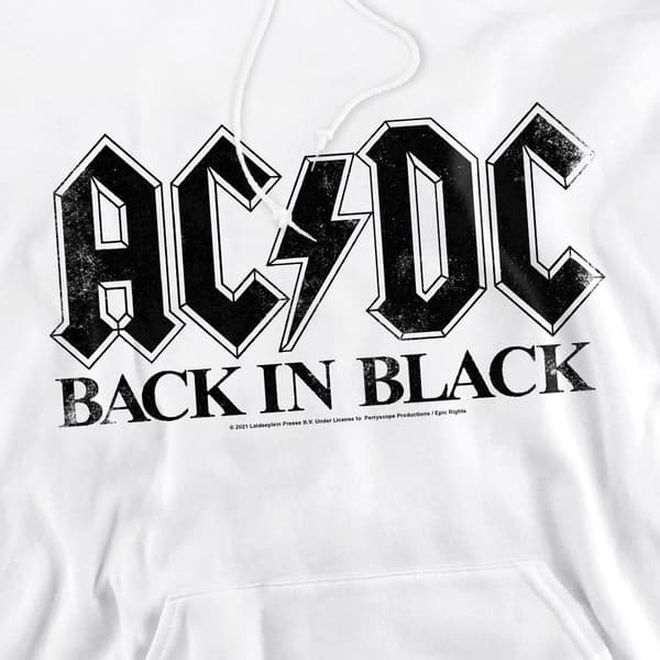 AC/DC Herr Back In Black Hoodie M Vit White M