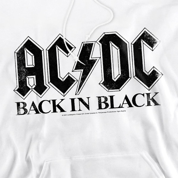 AC/DC Herr Back In Black Hoodie XL Vit White XL