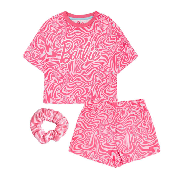 Barbie Girls All-Over Print Kort Pyjamas Set 7-8 År Rosa Pink 7-8 Years