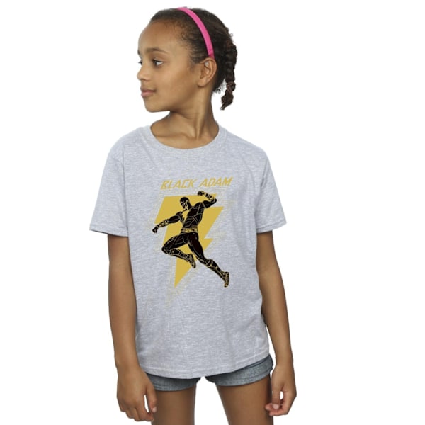 DC Comics Girls Black Adam Golden Bolt Chest Bomull T-shirt 3-4 Sports Grey 3-4 Years