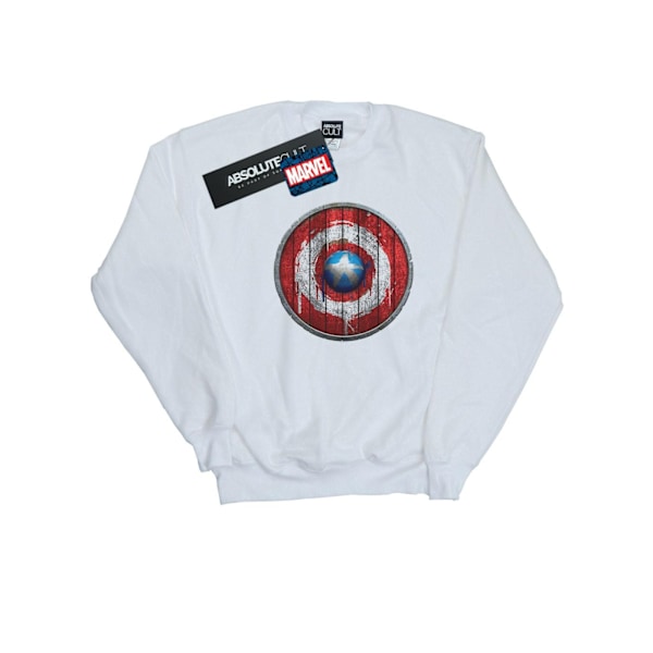 Marvel Herr Captain America Träsköld Sweatshirt 4XL Vit White 4XL