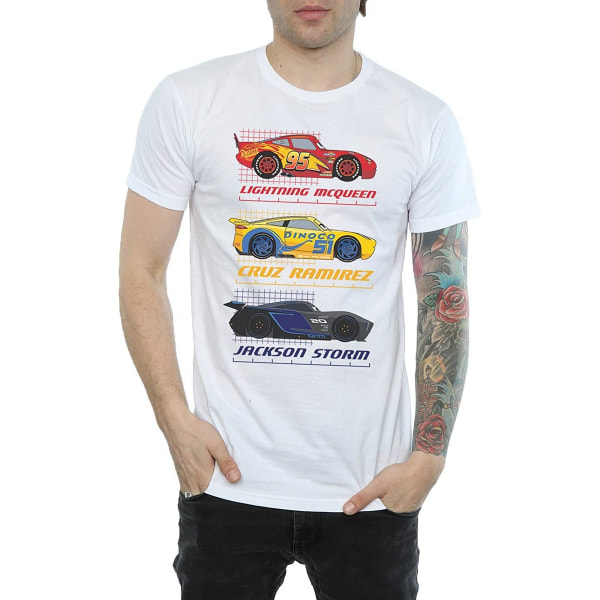 Cars Herr Racer Profile bomull T-shirt 3XL Vit White 3XL