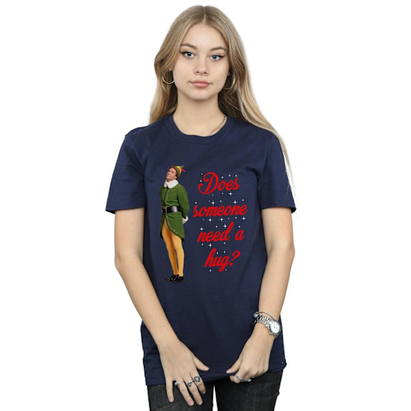 Elf Dam/Damer Krama Kompis Bomull Pojkvän T-Shirt L Marinblå Navy Blue L