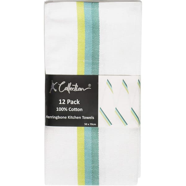 K Collection Randig Diskhandduk Set (12-pack) One Size Grön Green One Size
