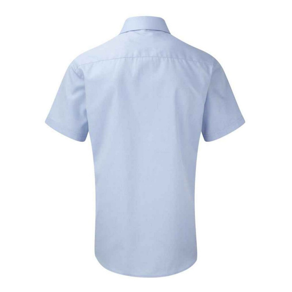 Russell Collection Herr Mini Herringbone Easy-Care Kortärmad Light Blue 15in