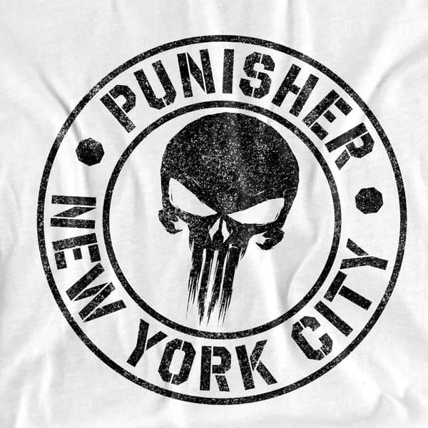 The Punisher Herr NYC Logotyp T-Shirt M Vit White M
