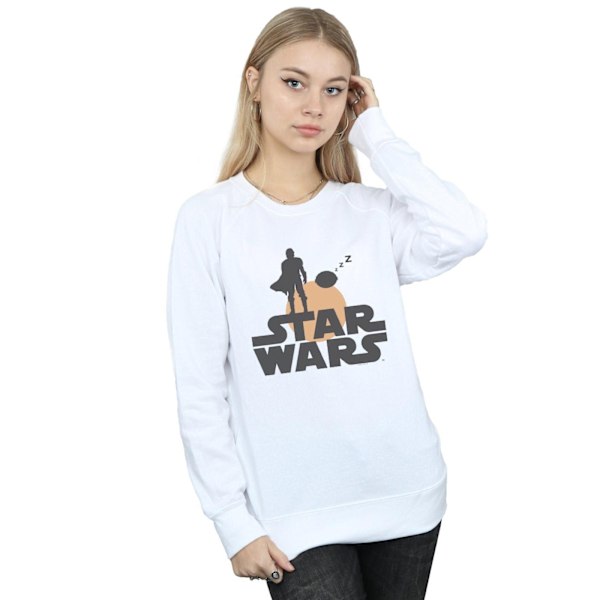 Star Wars Dam/Damer The Mandalorian Mando Och Barnet Silhuett Sweatshirt S Vit White S