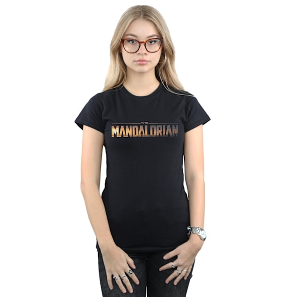Star Wars Dam/Kvinnor The Mandalorian Series Logotyp Bomull T-shirt Black L