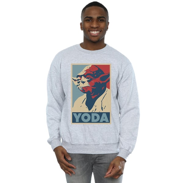 Star Wars Yoda Poster Sweatshirt för män, M, Sports Grey Sports Grey M