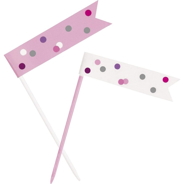 Unik fest Happy Count Flag Birthday Cupcake Topper (paket med Pink/White One Size