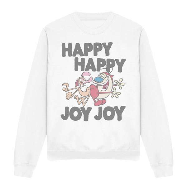 Ren & Stimpy Unisex Vuxen Happy Happy Joy Joy Sweatshirt L Vit White L