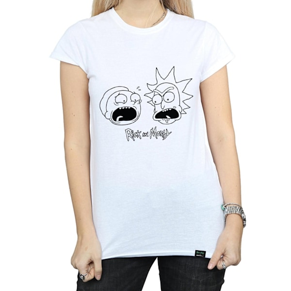 Rick And Morty Dam/Damer Huvuden Mono Bomull T-Shirt XXL Vit White XXL