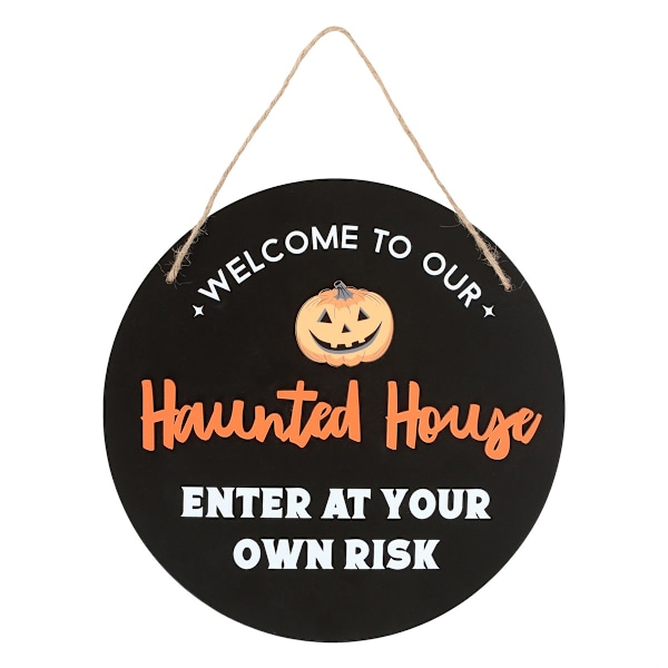 Something Different Haunted House Rund Plakett En Storlek Svart/Vit Black/White/Orange One Size