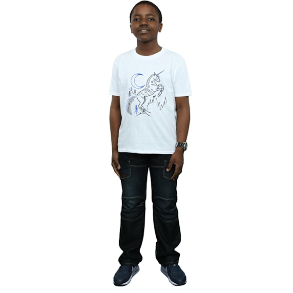 Harry Potter Pojkar Enhörningslinje Konst T-shirt 12-13 År Vit White 12-13 Years