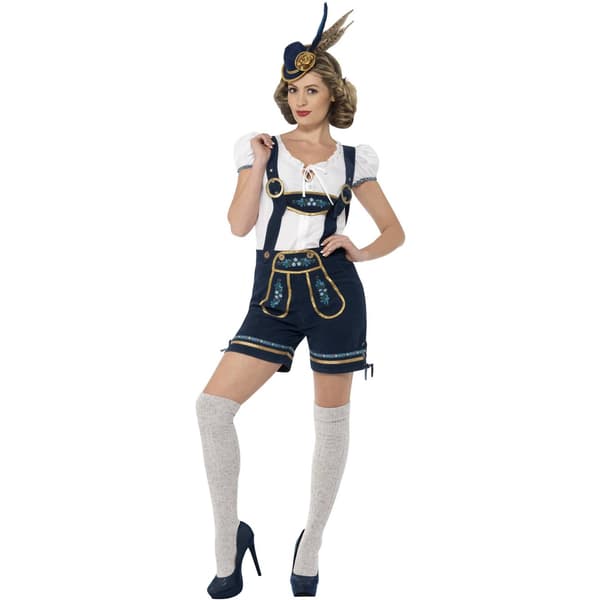 Smiffys Dam/Dam Deluxe Traditionell Bayersk Kostymset S Blue/White S