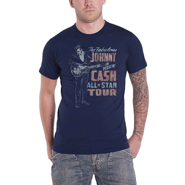 Johnny Cash Unisex Vuxen All Star Tour T-Shirt M Marinblå Navy Blue M