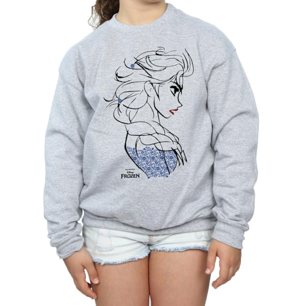 Disney Girls Frozen Elsa Sketch Sweatshirt 12-13 år Sports G Sports Grey 12-13 Years