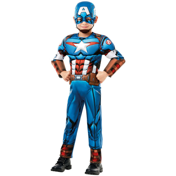 Captain America barn/barn Deluxe kostym S blå/röd/vit Blue/Red/White S