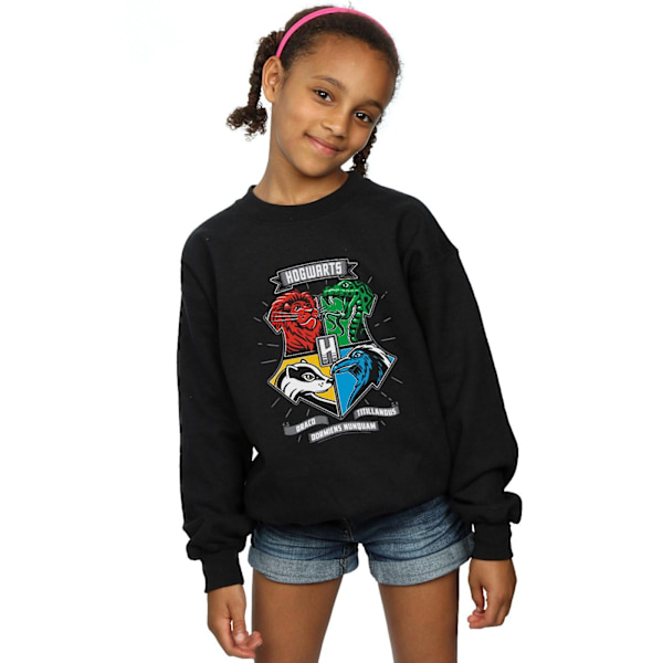 Harry Potter Girls Hogwarts Toon Crest Sweatshirt 5-6 år Bla Black 5-6 Years