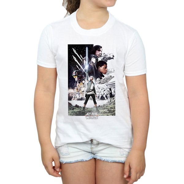 Star Wars Girls The Last Jedi Character Poster Bomull T-shirt 5 White 5-6 Years