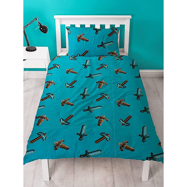 Minecraft Survive Påslakan Set Dubbel Marinblå/Grå/Teal Navy/Grey/Teal Double