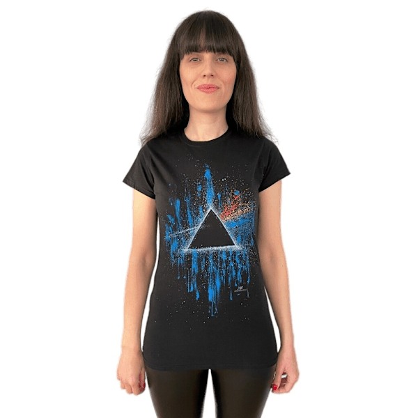 Pink Floyd Dam/Kvinnor Mörka Sidan Av Månen Splattered T-shirt Black/Blue L