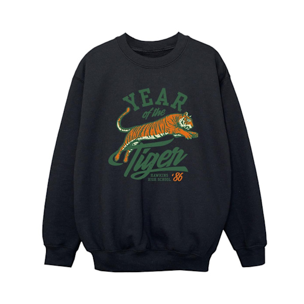 Netflix Boys Stranger Things Hawkins Year of The Tiger 86 Sweatshirt Black 7-8 Years