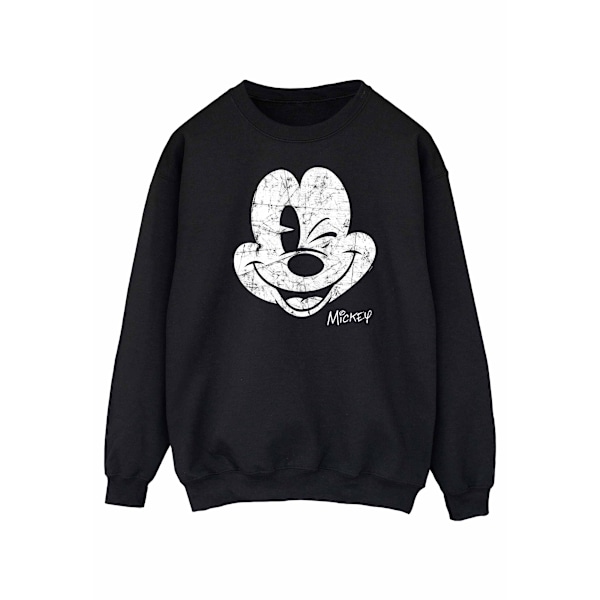 Disney Dam/Kvinnor Mickey Mouse Ansikte Sweatshirt XXL Svart Black XXL