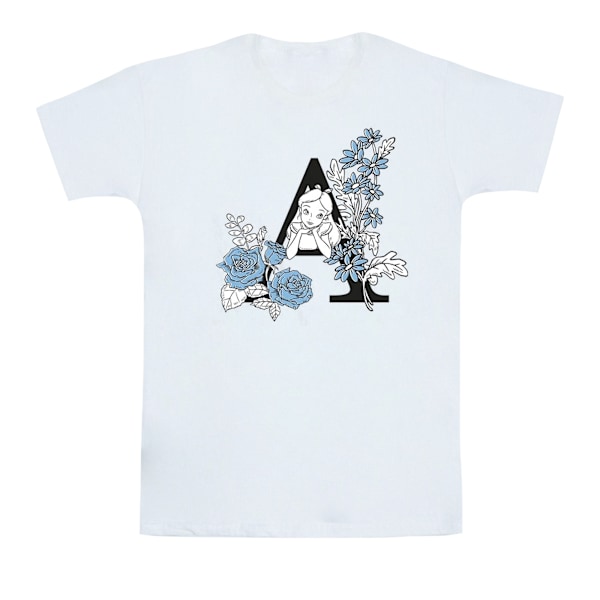 Disney Girls Alice In Wonderland Letter A Bomull T-shirt 3-4 år White 3-4 Years