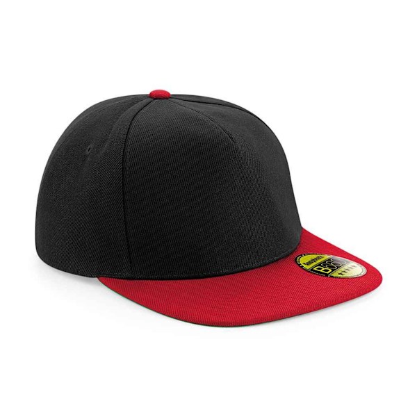 Beechfield Original Flat Peak Snapback Cap One Size Black/Class Black/Classic Red One Size