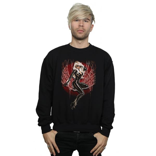 Marvel Herr Svart Katt Spindelväv Sweatshirt M Svart Black M