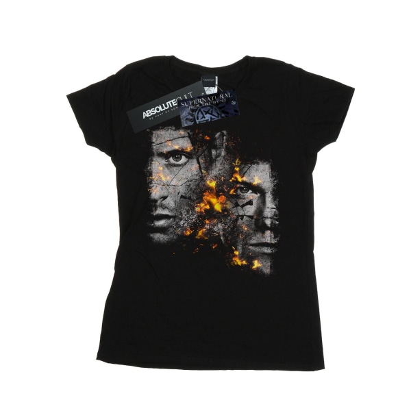 Supernatural Womens/Ladies Sam And Dean Fire Cotton T-shirt MB Black M