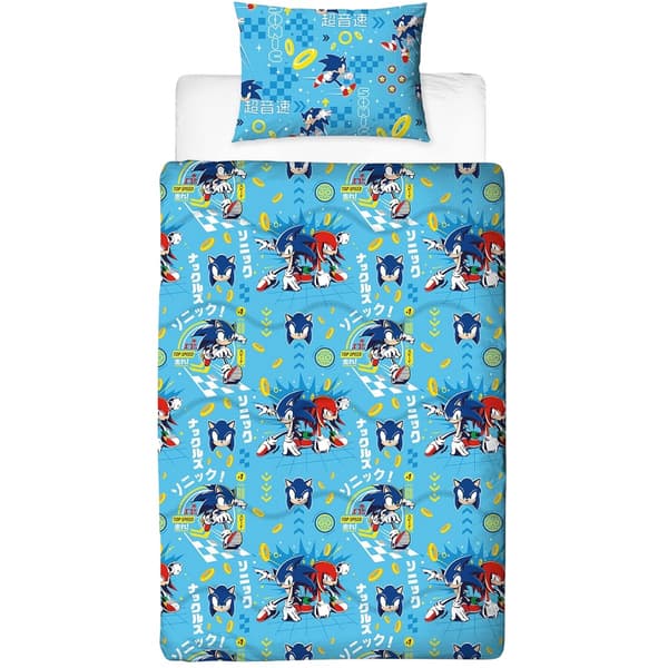 Sonic The Hedgehog Vändbart Påslakanset Enkelt Ljusblått Light Blue Single