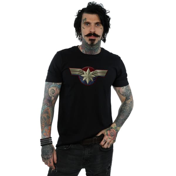 Marvel Herr Captain Marvel Bröstsymbol T-shirt M Svart Black M
