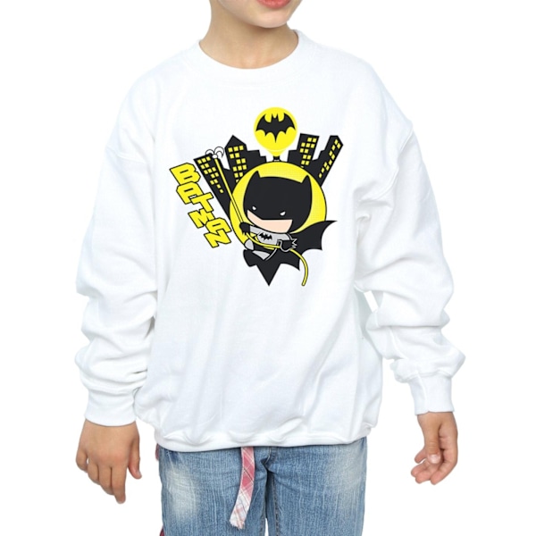 DC Comics Girls Chibi Batman Swinging Sweatshirt 5-6 år Vit White 5-6 Years