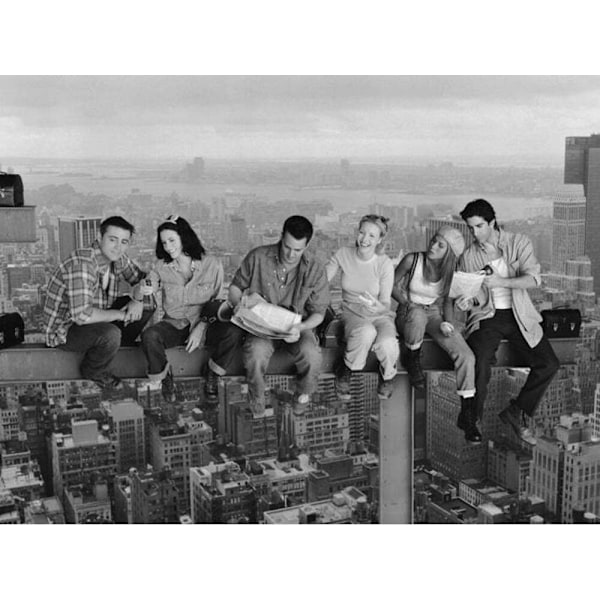 Friends Lunch On A Skyscraper Canvas Print 60cm x 80cm Grå/Svart Grey/Black 60cm x 80cm