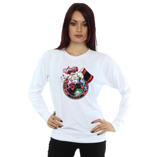 DC Comics Dam/Dam Harley Quinn Joker Patch Sweatshirt MW White M