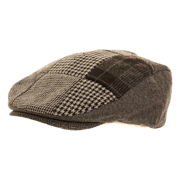 Herr Patchwork Vinter Flat Cap Med Ull 58cm Grå Grey 58cm